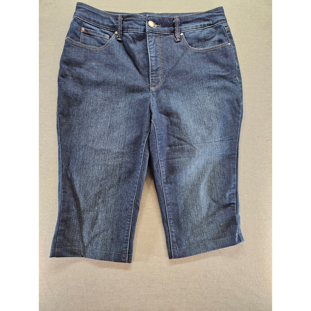 Charter Club Lexington Straight Denim Shorts Dark Wash Blue Womens 10S Indigo